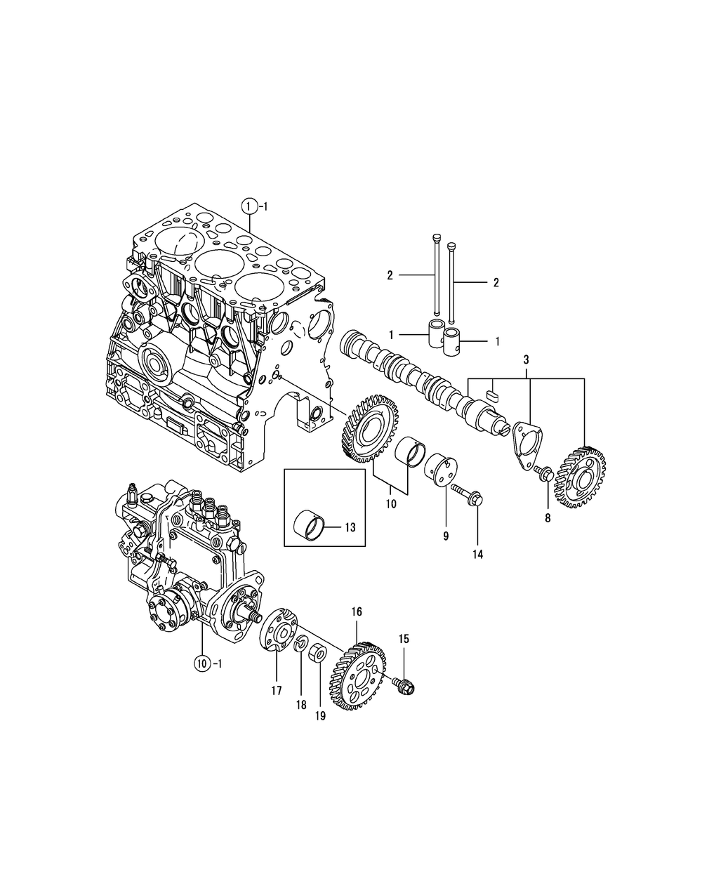Yanmar Engine - Camshaft And Driving Gear Diagram and Parts List for 467 4X4-1H013H-1H294H-37BKD010 Cub Cadet Lawn Tractor Accessories